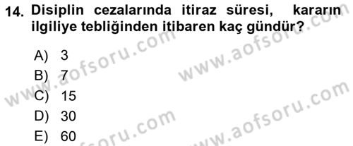 Temel İdare Hukuku Dersi 2023 - 2024 Yılı Yaz Okulu Sınav Soruları 14. Soru
