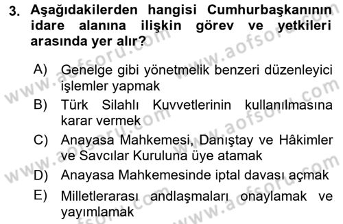 Temel İdare Hukuku Dersi 2023 - 2024 Yılı Yaz Okulu Sınav Soruları 3. Soru