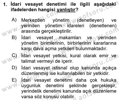 Temel İdare Hukuku Dersi 2024 - 2025 Yılı (Vize) Ara Sınav Soruları 1. Soru