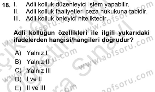 Temel İdare Hukuku Dersi 2024 - 2025 Yılı (Vize) Ara Sınav Soruları 18. Soru