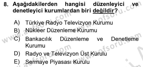 Temel İdare Hukuku Dersi 2024 - 2025 Yılı (Vize) Ara Sınav Soruları 8. Soru