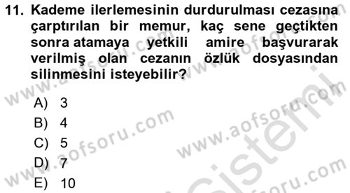 Temel İdare Hukuku Dersi 2024 - 2025 Yılı (Final) Dönem Sonu Sınav Soruları 11. Soru