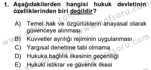 Temel İdare Hukuku Dersi 2024 - 2025 Yılı Yaz Okulu Sınav Soruları 1. Soru