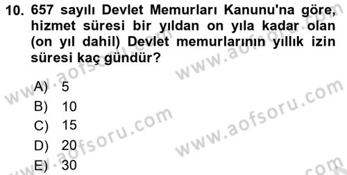 Temel İdare Hukuku Dersi 2024 - 2025 Yılı Yaz Okulu Sınav Soruları 10. Soru