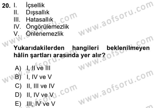 Temel İdare Hukuku Dersi 2024 - 2025 Yılı Yaz Okulu Sınav Soruları 20. Soru