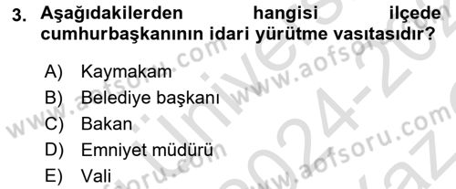 Temel İdare Hukuku Dersi 2024 - 2025 Yılı Yaz Okulu Sınav Soruları 3. Soru