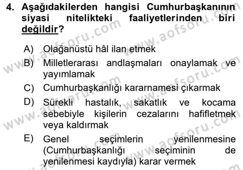 Temel İdare Hukuku Dersi 2024 - 2025 Yılı Yaz Okulu Sınav Soruları 4. Soru