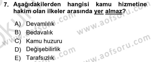 Temel İdare Hukuku Dersi 2024 - 2025 Yılı Yaz Okulu Sınav Soruları 7. Soru