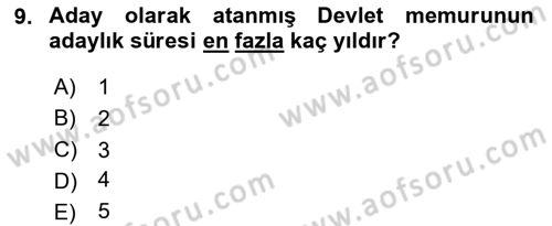 Temel İdare Hukuku Dersi 2024 - 2025 Yılı Yaz Okulu Sınav Soruları 9. Soru