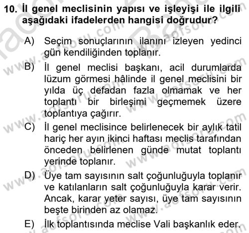 Temel İdare Hukuku Dersi 2025 - 2026 Yılı (Vize) Ara Sınav Soruları 10. Soru