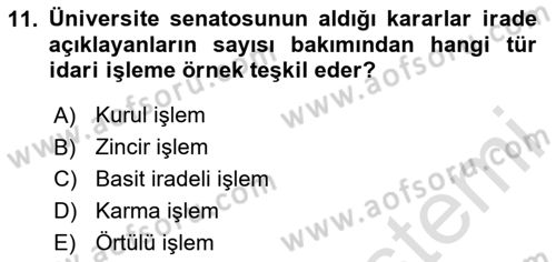 Temel İdare Hukuku Dersi 2025 - 2026 Yılı (Vize) Ara Sınav Soruları 11. Soru