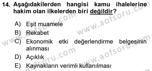 Temel İdare Hukuku Dersi 2025 - 2026 Yılı (Vize) Ara Sınav Soruları 14. Soru