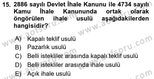 Temel İdare Hukuku Dersi 2025 - 2026 Yılı (Vize) Ara Sınav Soruları 15. Soru