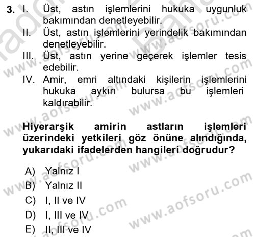 Temel İdare Hukuku Dersi 2025 - 2026 Yılı (Vize) Ara Sınav Soruları 3. Soru
