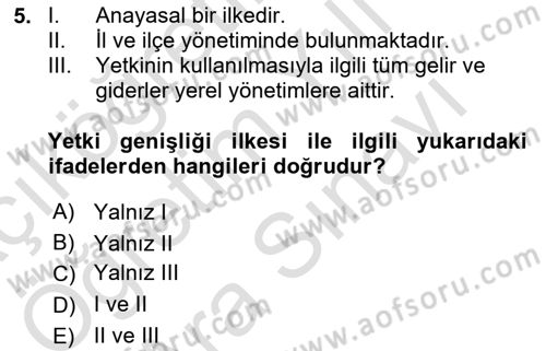 Temel İdare Hukuku Dersi 2025 - 2026 Yılı (Vize) Ara Sınav Soruları 5. Soru