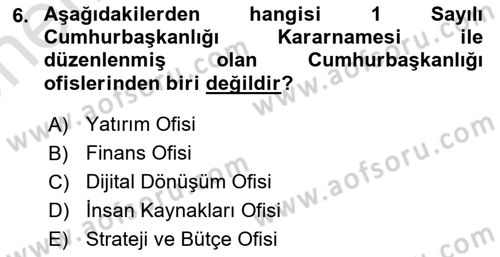 Temel İdare Hukuku Dersi 2025 - 2026 Yılı (Vize) Ara Sınav Soruları 6. Soru
