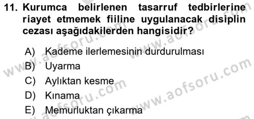 Temel İdare Hukuku Dersi 2025 - 2026 Yılı (Final) Dönem Sonu Sınav Soruları 11. Soru