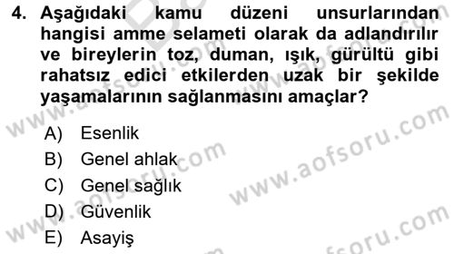 Temel İdare Hukuku Dersi 2025 - 2026 Yılı (Final) Dönem Sonu Sınav Soruları 4. Soru