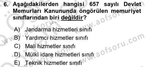 Temel İdare Hukuku Dersi 2025 - 2026 Yılı (Final) Dönem Sonu Sınav Soruları 6. Soru