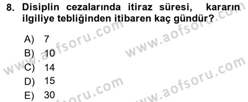 Temel İdare Hukuku Dersi 2025 - 2026 Yılı (Final) Dönem Sonu Sınav Soruları 8. Soru