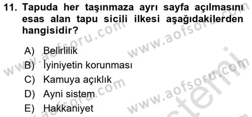 Medeni Hukuk Bilgisi Dersi 2020 - 2021 Yılı Yaz Okulu Sınav Soruları 11. Soru