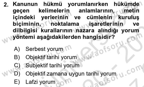 Medeni Hukuk Bilgisi Dersi 2020 - 2021 Yılı Yaz Okulu Sınav Soruları 2. Soru