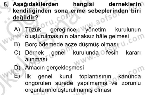 Medeni Hukuk Bilgisi Dersi 2020 - 2021 Yılı Yaz Okulu Sınav Soruları 5. Soru