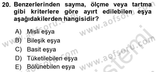 Medeni Hukuk Bilgisi Dersi Ara Sınavı Deneme Sınav Soruları 20. Soru