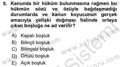 Medeni Hukuk Bilgisi Dersi Ara Sınavı Deneme Sınav Soruları 5. Soru