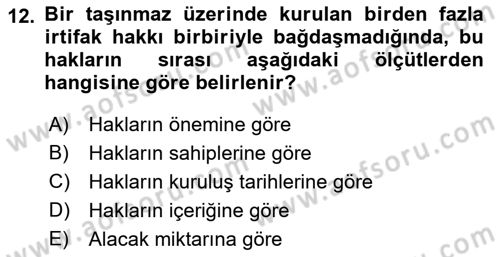 Medeni Hukuk Bilgisi Dersi 2021 - 2022 Yılı (Final) Dönem Sonu Sınav Soruları 12. Soru