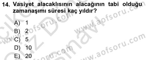 Medeni Hukuk Bilgisi Dersi 2021 - 2022 Yılı (Final) Dönem Sonu Sınav Soruları 14. Soru