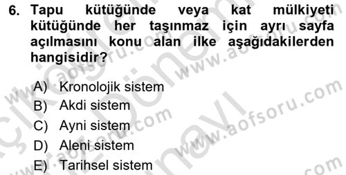 Medeni Hukuk Bilgisi Dersi 2021 - 2022 Yılı (Final) Dönem Sonu Sınav Soruları 6. Soru