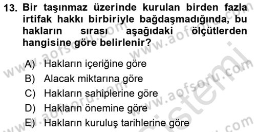 Medeni Hukuk Bilgisi Dersi 2021 - 2022 Yılı Yaz Okulu Sınav Soruları 13. Soru