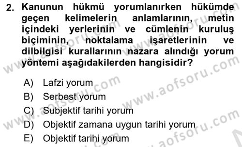 Medeni Hukuk Bilgisi Dersi 2021 - 2022 Yılı Yaz Okulu Sınav Soruları 2. Soru