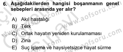 Medeni Hukuk Bilgisi Dersi 2021 - 2022 Yılı Yaz Okulu Sınav Soruları 6. Soru