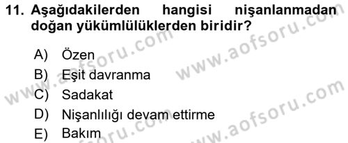 Medeni Hukuk Bilgisi Dersi 2022 - 2023 Yılı (Vize) Ara Sınav Soruları 11. Soru