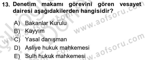 Medeni Hukuk Bilgisi Dersi Ara Sınavı Deneme Sınav Soruları 13. Soru