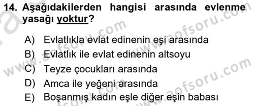 Medeni Hukuk Bilgisi Dersi Ara Sınavı Deneme Sınav Soruları 14. Soru