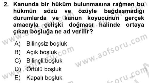 Medeni Hukuk Bilgisi Dersi Ara Sınavı Deneme Sınav Soruları 2. Soru
