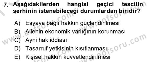 Medeni Hukuk Bilgisi Dersi 2022 - 2023 Yılı (Final) Dönem Sonu Sınav Soruları 7. Soru