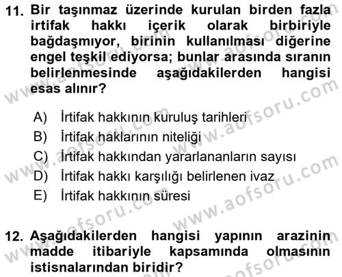 Medeni Hukuk Bilgisi Dersi 2022 - 2023 Yılı Yaz Okulu Sınav Soruları 10. Soru