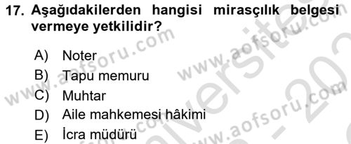 Medeni Hukuk Bilgisi Dersi 2022 - 2023 Yılı Yaz Okulu Sınav Soruları 15. Soru