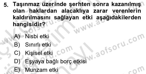 Medeni Hukuk Bilgisi Dersi 2022 - 2023 Yılı Yaz Okulu Sınav Soruları 5. Soru