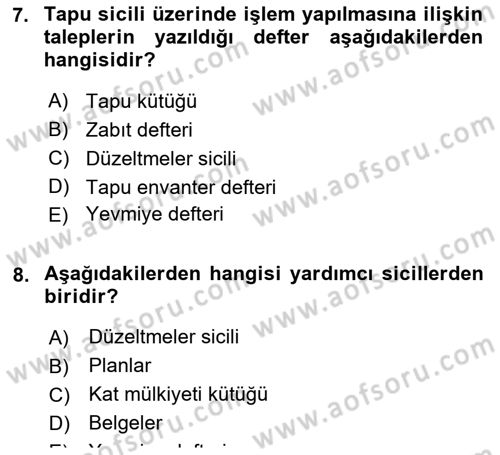Medeni Hukuk Bilgisi Dersi 2022 - 2023 Yılı Yaz Okulu Sınav Soruları 7. Soru