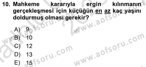 Medeni Hukuk Bilgisi Dersi Ara Sınavı Deneme Sınav Soruları 10. Soru