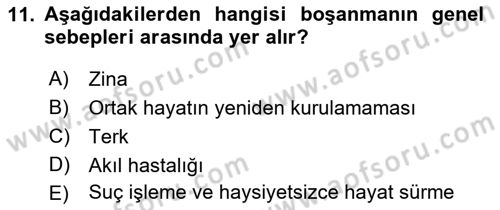 Medeni Hukuk Bilgisi Dersi Ara Sınavı Deneme Sınav Soruları 11. Soru