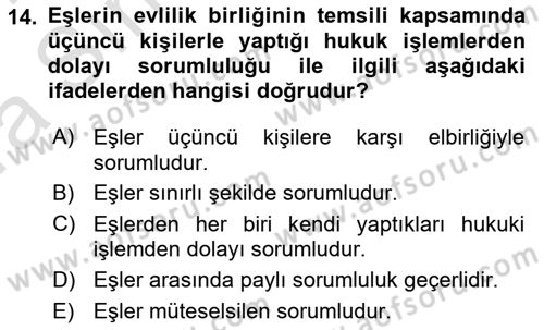 Medeni Hukuk Bilgisi Dersi Ara Sınavı Deneme Sınav Soruları 14. Soru