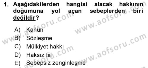 Medeni Hukuk Bilgisi Dersi 2023 - 2024 Yılı (Final) Dönem Sonu Sınav Soruları 1. Soru