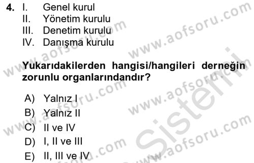 Medeni Hukuk Bilgisi Dersi 2023 - 2024 Yılı Yaz Okulu Sınav Soruları 4. Soru
