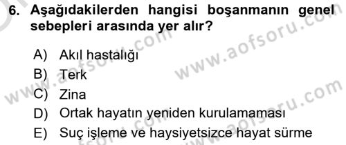 Medeni Hukuk Bilgisi Dersi 2023 - 2024 Yılı Yaz Okulu Sınav Soruları 6. Soru